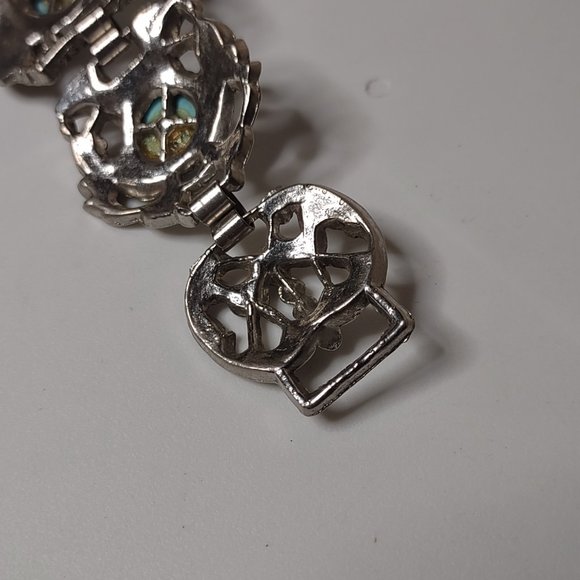 Blue Plastic And Silver Tone Metal Large Bracelet - Picture 10 of 15